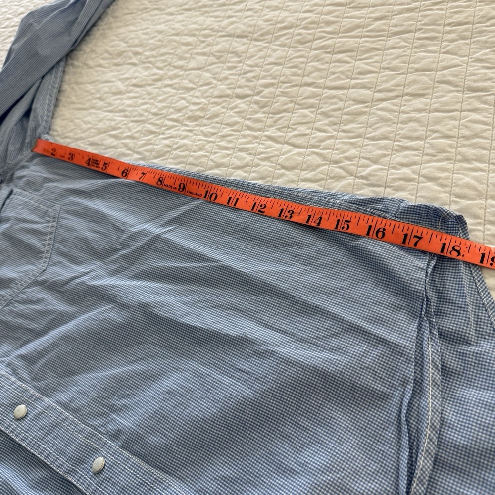 Rafter C Cowboy Collection Pro Flex 45 Mens SMALL White Blue Check Pearl Snap - Picture 7 of 9